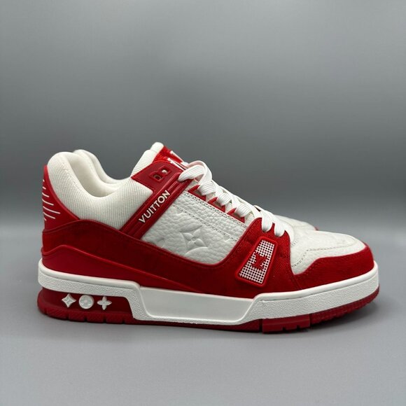 Louis Vuitton Trainers White/ Red Mens size 9 - Picture 2 of 5